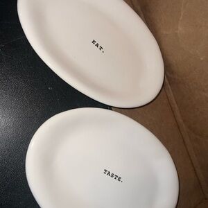 Rae Dunn White Ceramic Oval Plates Set of 2